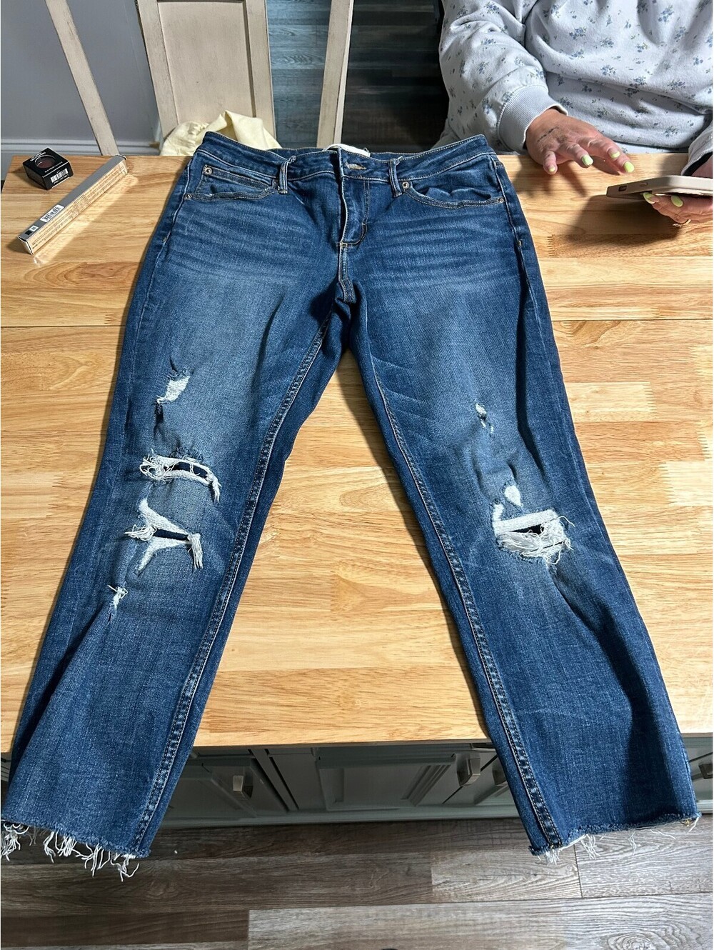 Maurices Women's Distressed Blue Denim Jeans Size 30